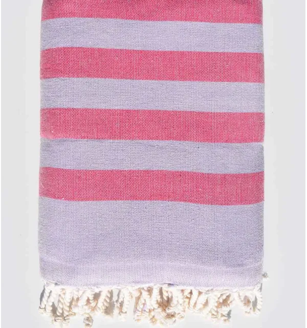 Pink and wisteria  beach towel sponge lined Fouta Tunisia - 1