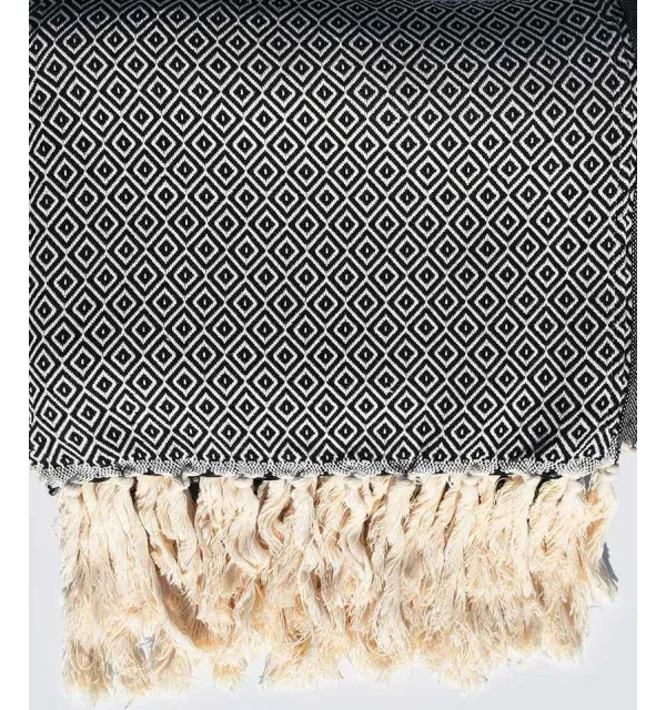 Dark blue throw blanket 2.6m*1.6m Fouta Tunisia - 1