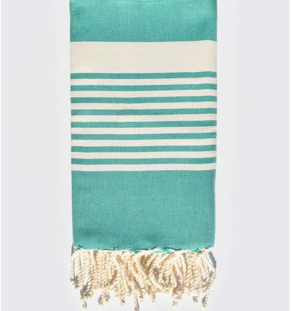 Beach towel arthur light medium green Fouta Tunisia - 1