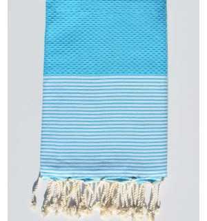 Cerulean blue striped white fouta Fouta Tunisia - 1
