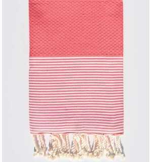 Beach towel honeycomb incarnadin pink Fouta Tunisia - 1