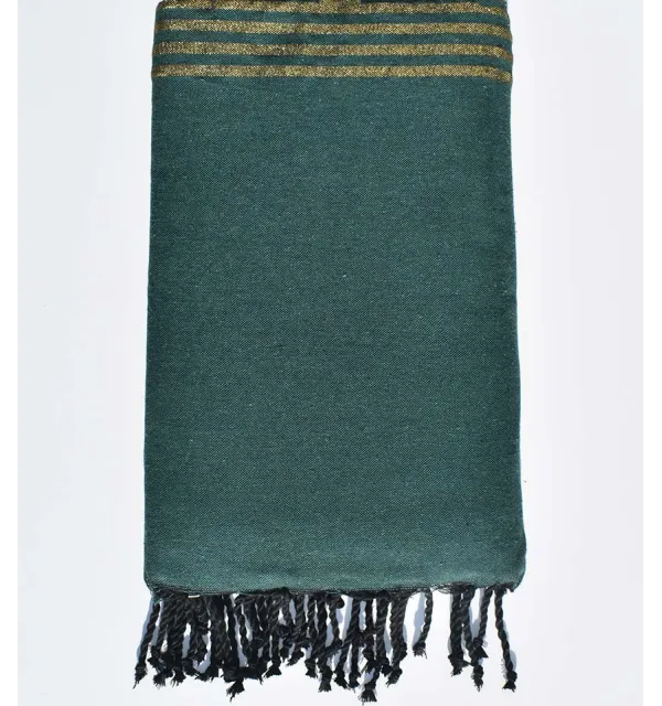 Thrown dark green with gold lurex Fouta Tunisia - 2