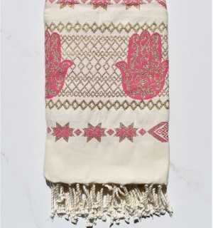 KHOMSA dark pink fouta Fouta Tunisia - 1 2