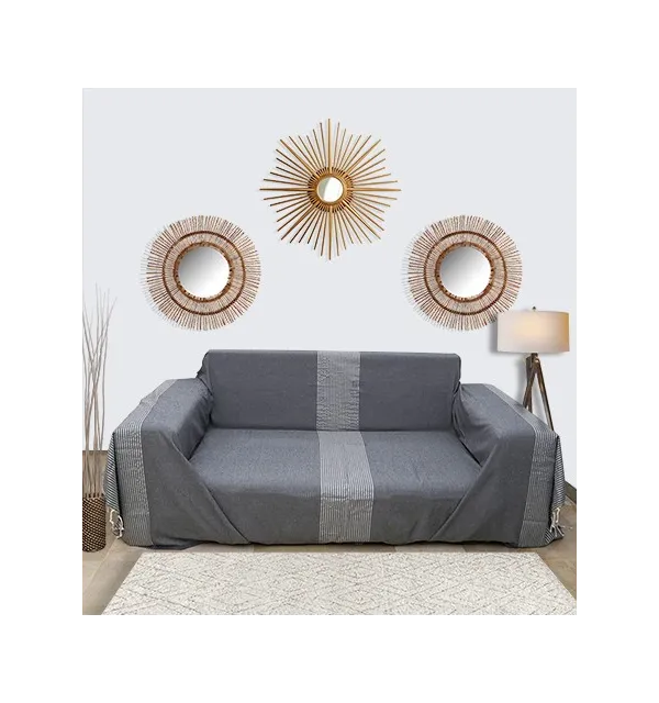Slate gray throw with silver lurex Fouta Tunisia - 2