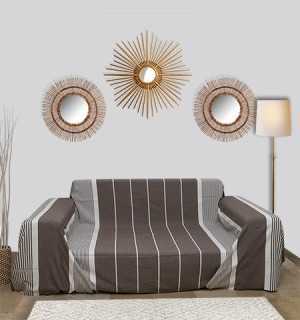 Taupe brown throw 1.90m*3m Fouta Tunisia - 2