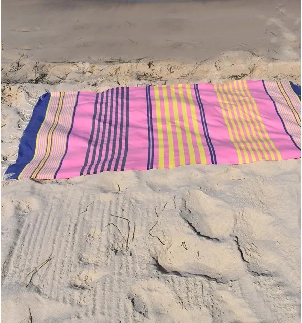 pink, denim blue, yellow, light gray and anthracite beach towel Fouta Tunisia - 5