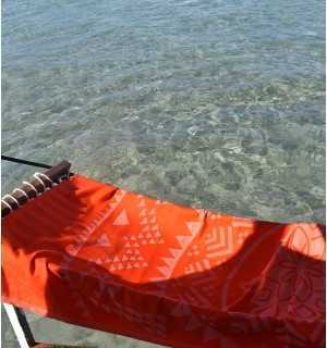 Bohemian orange beach towel Fouta Tunisia - 1