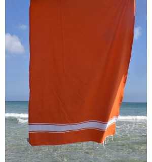 Flat orange striped white fouta Fouta Tunisia - 3