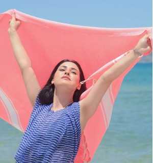 Fluo Pink Flat Beach Towel Fouta Tunisia - 1