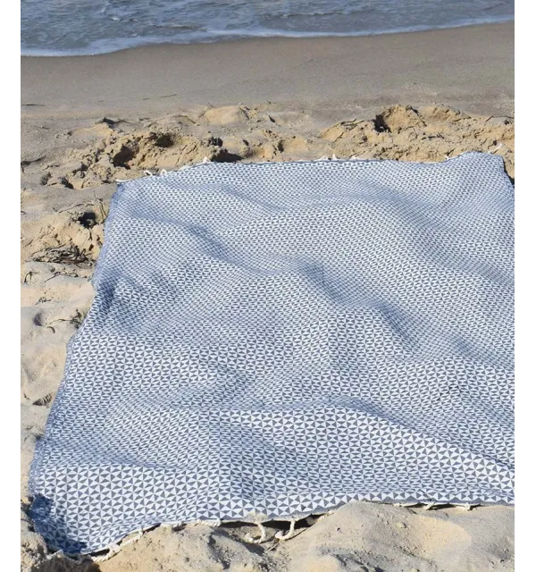 Barbeau blue butterfly beach towel Fouta Tunisia - 1