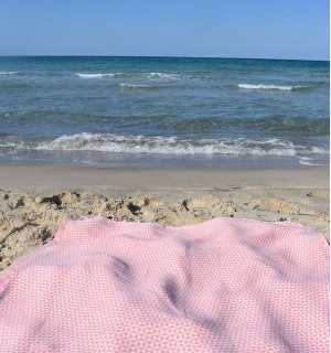 Beach towel butterfly light pink Fouta Tunisia - 1