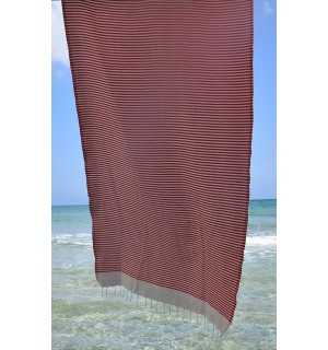 Honeycomb striped 1cm red stripes fouta Fouta Tunisia - 1