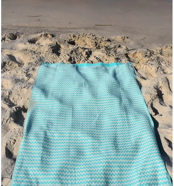 Beach towel zigzag Blue green  - 3
