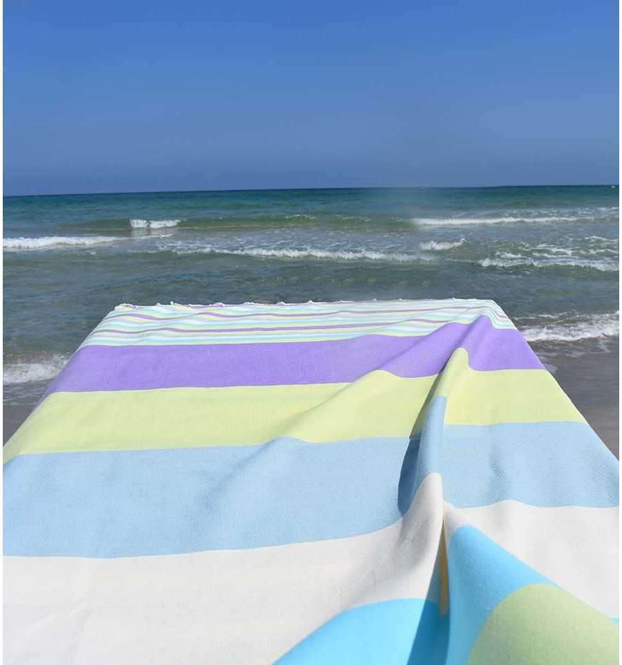 ziwane 5 colors violet with stripes beach towel  - 1
