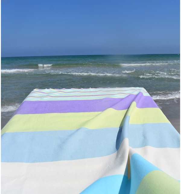 ziwane 5 colors violet with stripes beach towel  - 1
