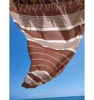 Hazelnut brown arthur beach towel Fouta Tunisia - 1