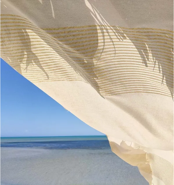 Flat off-white lurex fouta Fouta Tunisia - 3