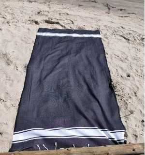Blue black beach towel Fouta Tunisia - 1