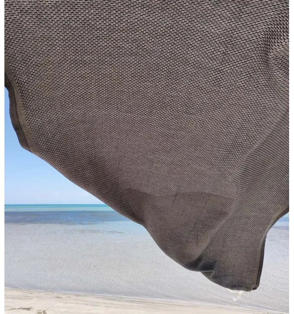 Medium iron gray plain beach towel Fouta Tunisia - 3