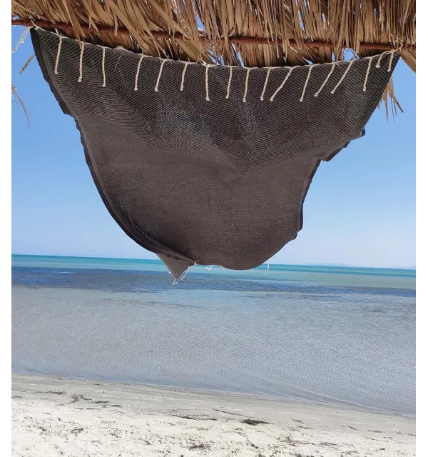Medium iron gray plain beach towel Fouta Tunisia - 1