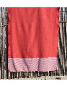 Red honeycomb beach towel Fouta Tunisia - 1