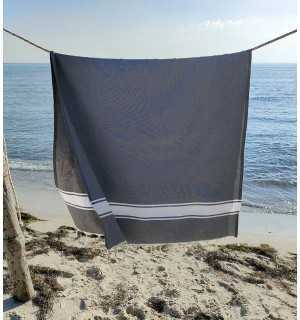Beach Towel medium gray Fouta Tunisia - 1 2