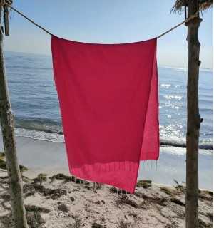 Beach Towel Honeycomb solid color candy pink Fouta Tunisia - 1