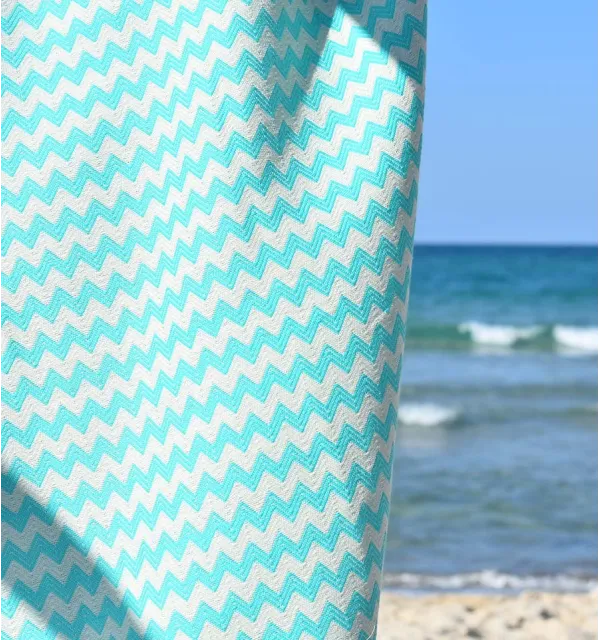 Beach towel zigzag Blue green  - 4