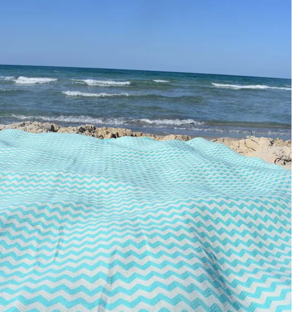Beach towel zigzag Blue green  - 5