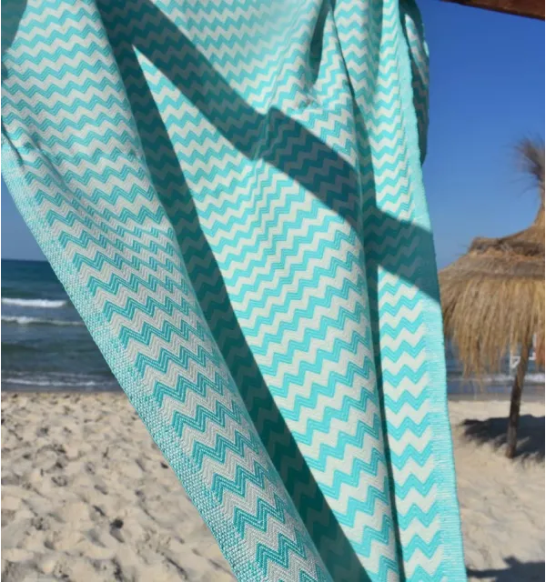 Beach towel zigzag Blue green  - 6