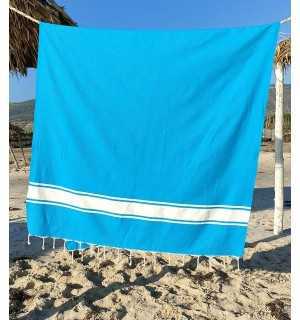 Flat azure blue fouta Fouta Tunisia - 1