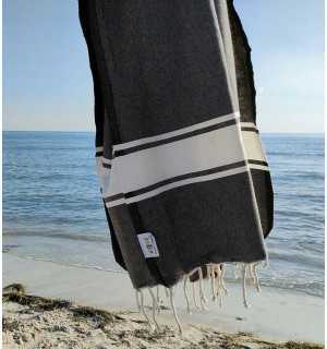 Flat dark slate grey fouta Fouta Tunisia - 2 2