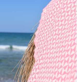 beach towel,pink, baby Fouta Tunisia - 1 2