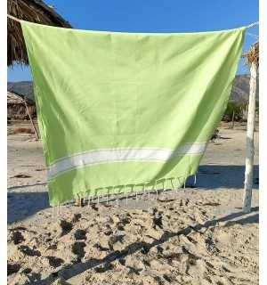 Meadow green flat beach towel Fouta Tunisia - 2 2