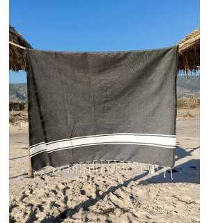 Flat dark slate grey fouta Fouta Tunisia - 2