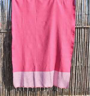 Carmine pink honeycomb beach towel Fouta Tunisia - 3