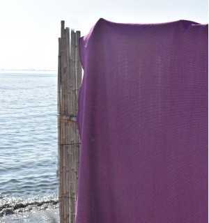Plum mauve plain honeycomb beach towel Fouta Tunisia - 1 2