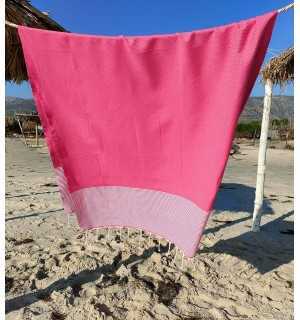 Honeycomb strawberry pink beach towel Fouta Tunisia - 1