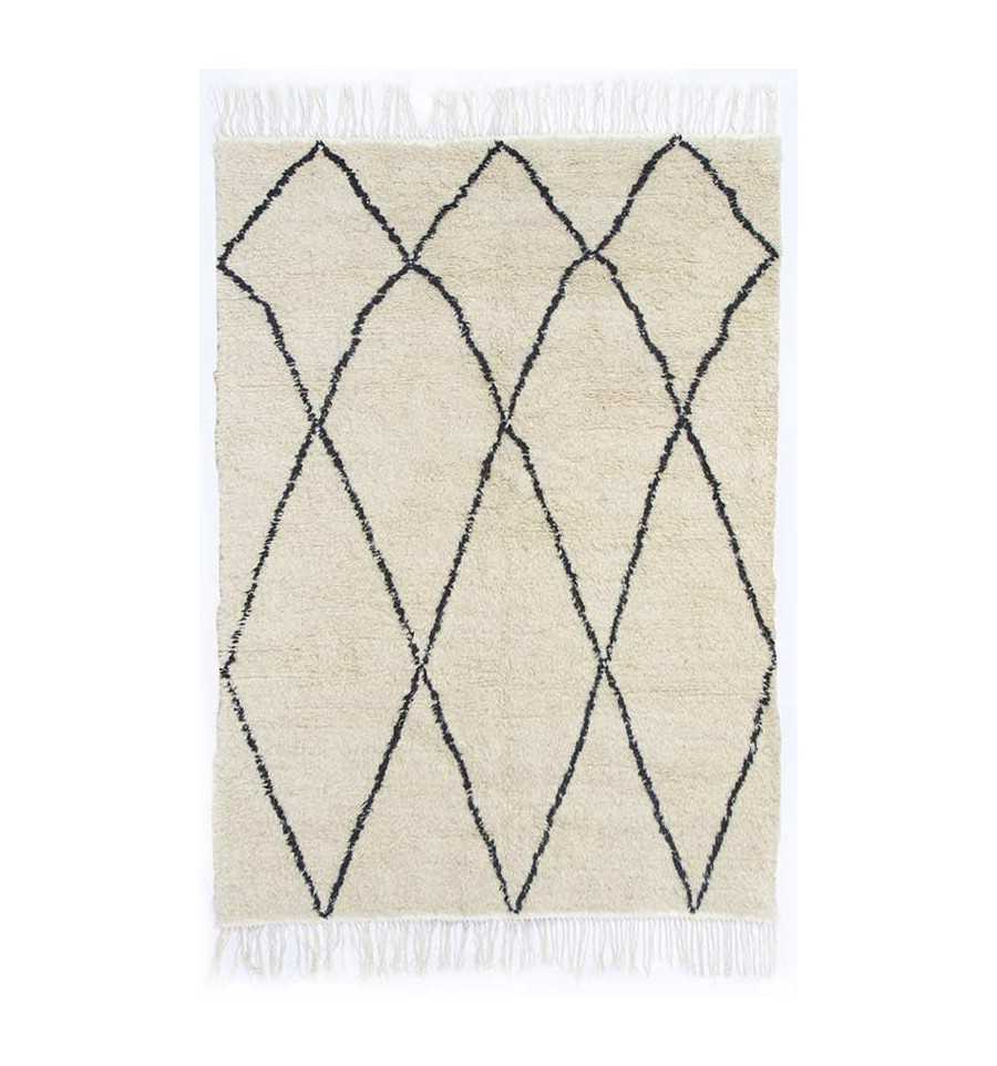 Natural beige design rug with diamond patterns Fouta Tunisia - 1