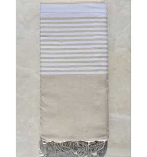 Beige with stripes throw Fouta Tunisia - 1 2