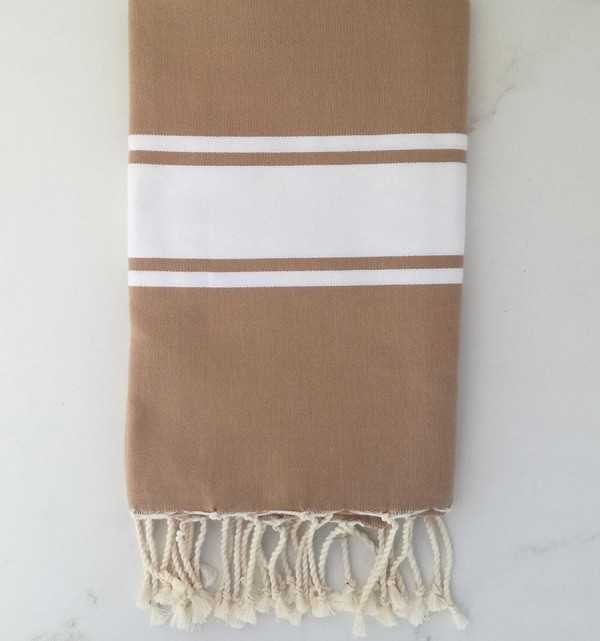Flat sepia beige fouta Fouta Tunisia - 1