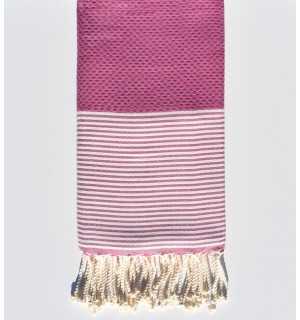 Purple pink honeycomb beach towel Fouta Tunisia - 1