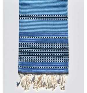 Arabesque Duke blue striped black beach towel Fouta Tunisia - 1