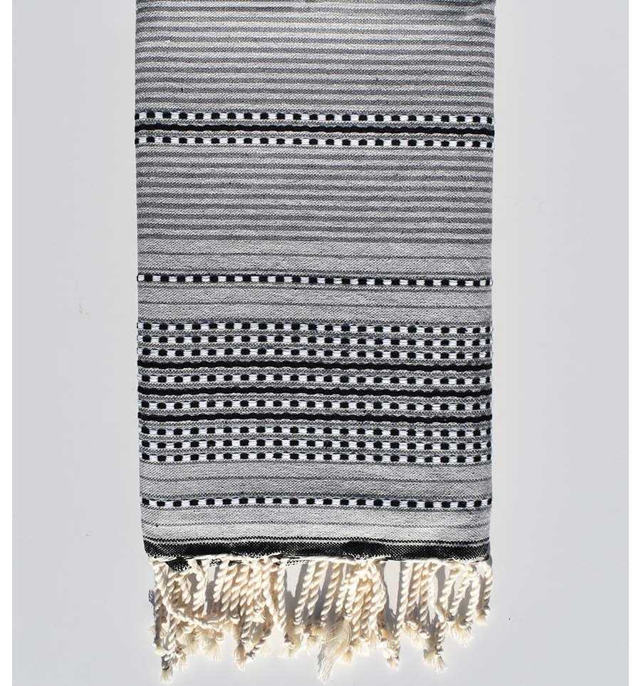 Arabesque in light grey, gray and anthracite gray beach towel Fouta Tunisia - 1