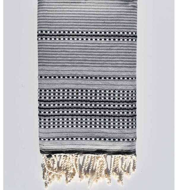 Arabesque in light grey, gray and anthracite gray beach towel Fouta Tunisia - 1