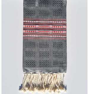 Red striped thalasso beach towel Fouta Tunisia - 1