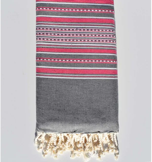 Gray and pink arabesque throw 2m*2m Fouta Tunisia - 1