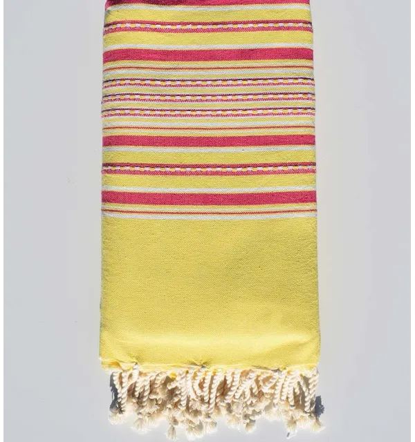Yellow arabesque big beach towel Fouta Tunisia - 1