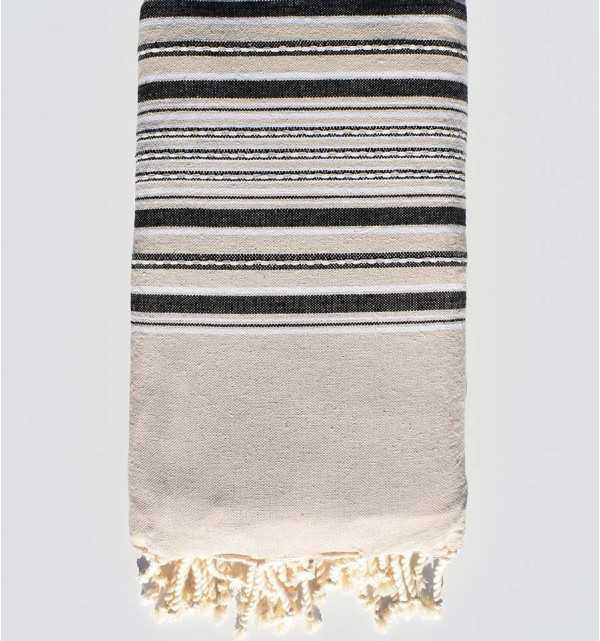 Vanilla beige big beach towel Fouta Tunisia - 1