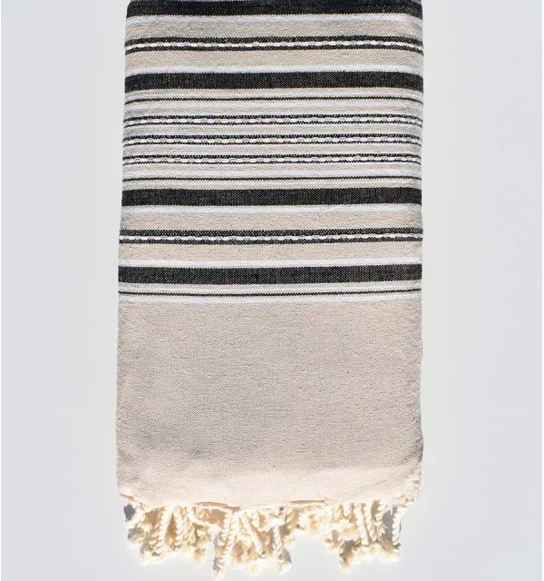 Vanilla beige big beach towel Fouta Tunisia - 1